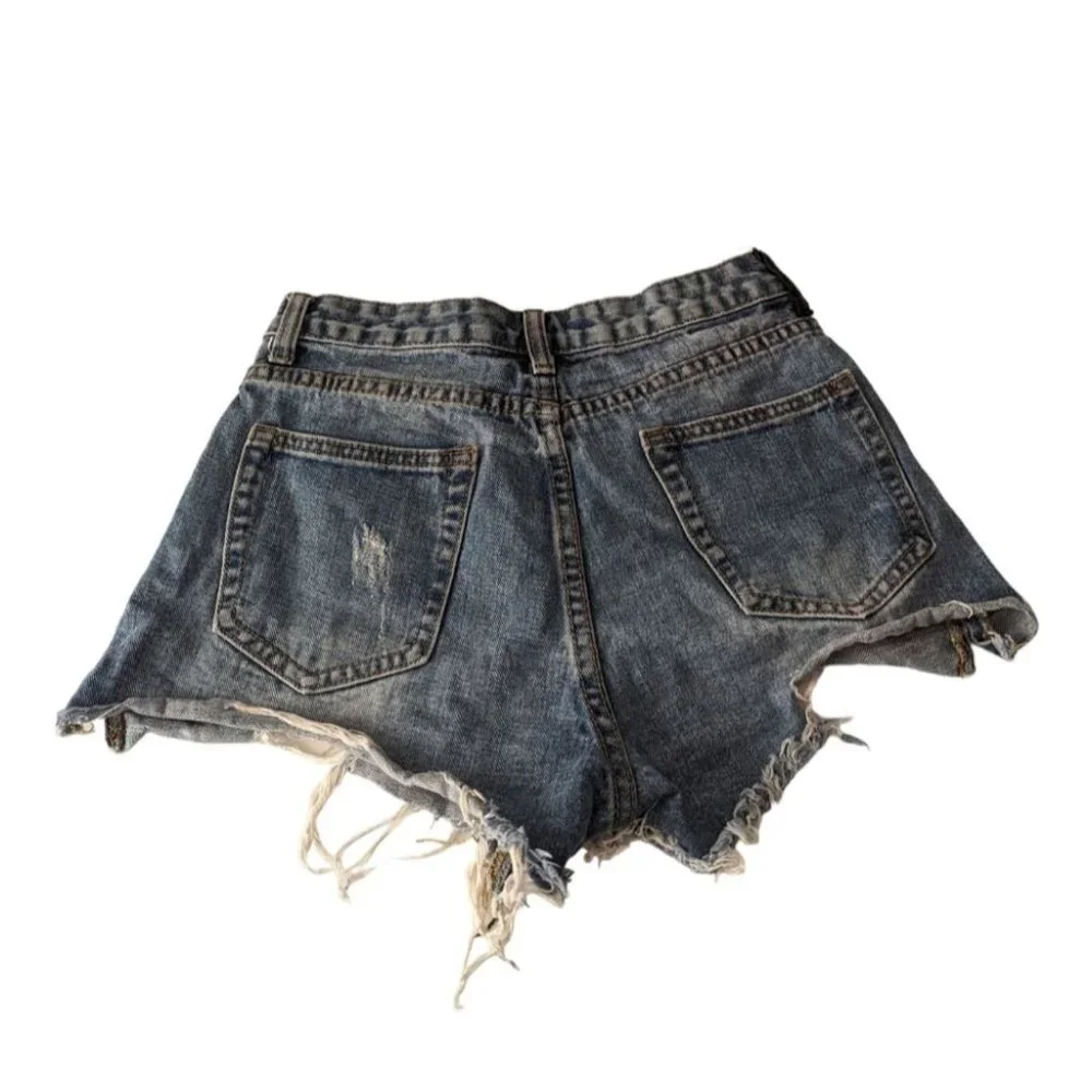 Alexander Wang Distressed Denim Cut Off Jean Shorts - Picture 3 of 10